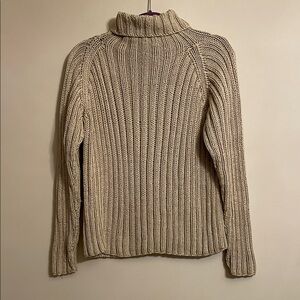 Donna Karan Taupe Ribbed Turtleneck Sweater